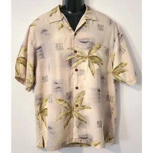 MEN'S VINTAGE TOMMY BAHAMA SILK JAQUARD SHIRT PALM TREES SZ MED
